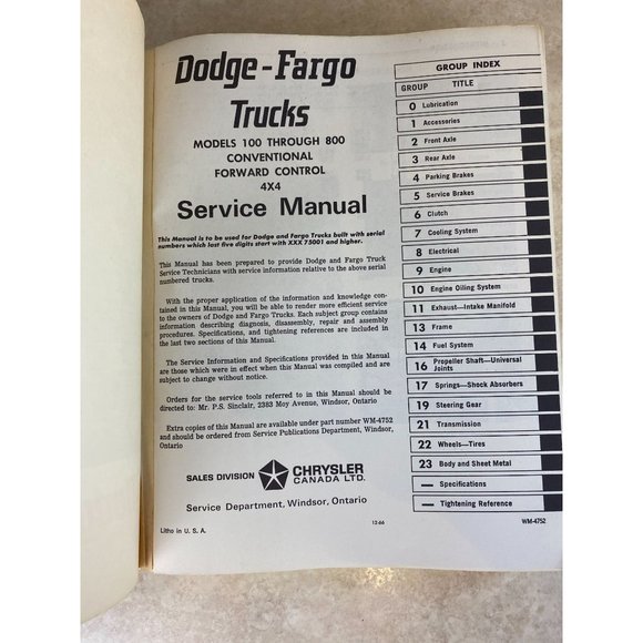 Dodge - Fargo Trucks Service Manual - Picture 4 of 4